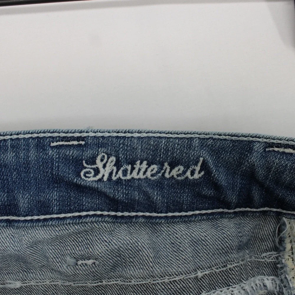 Cowgirl Tuff Co Shattered Jeans Womens 24x31 Blue Thick Stitch Bootcut Stretch